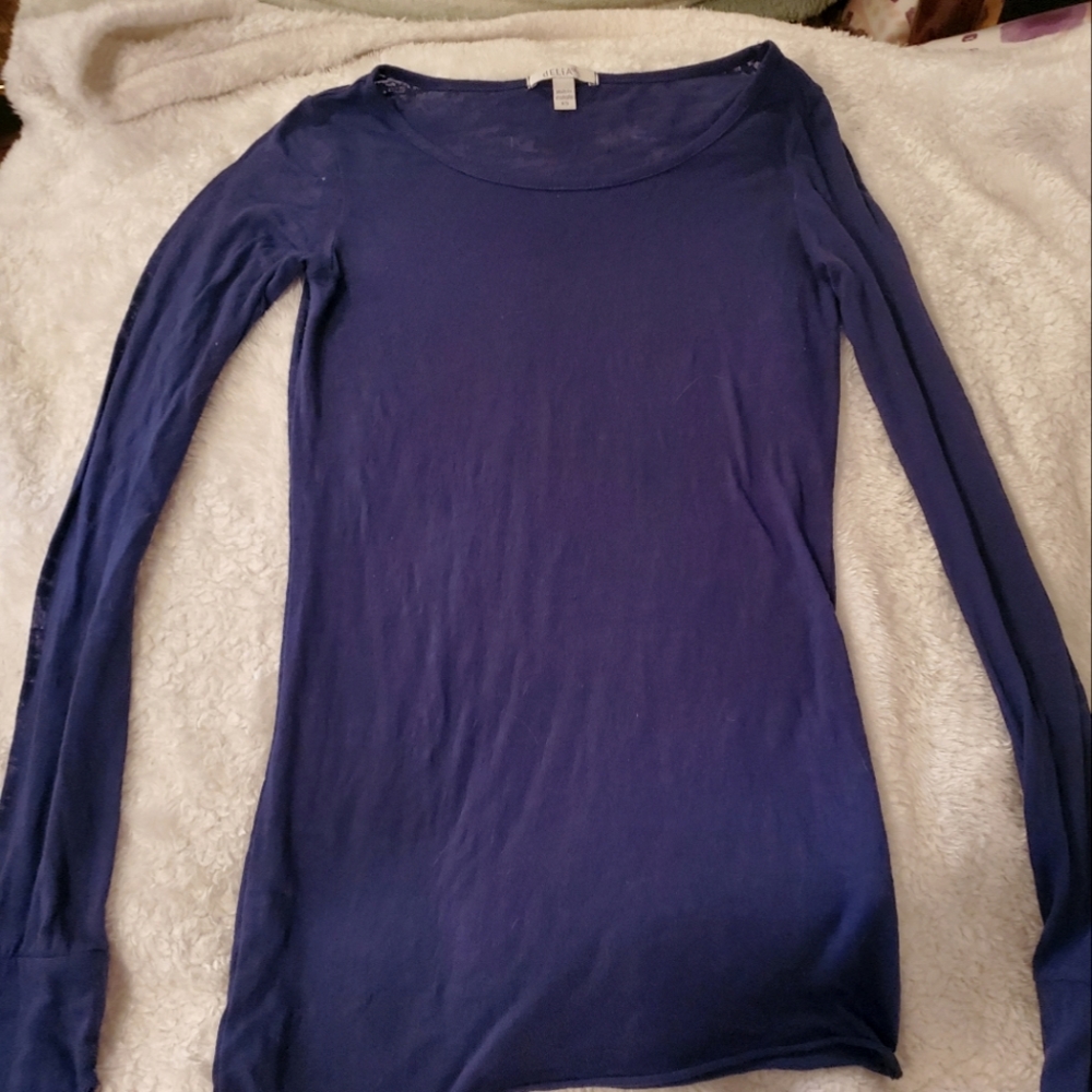 dELiA*s Long Sleeve Sheer Navy Blue Top Size XS